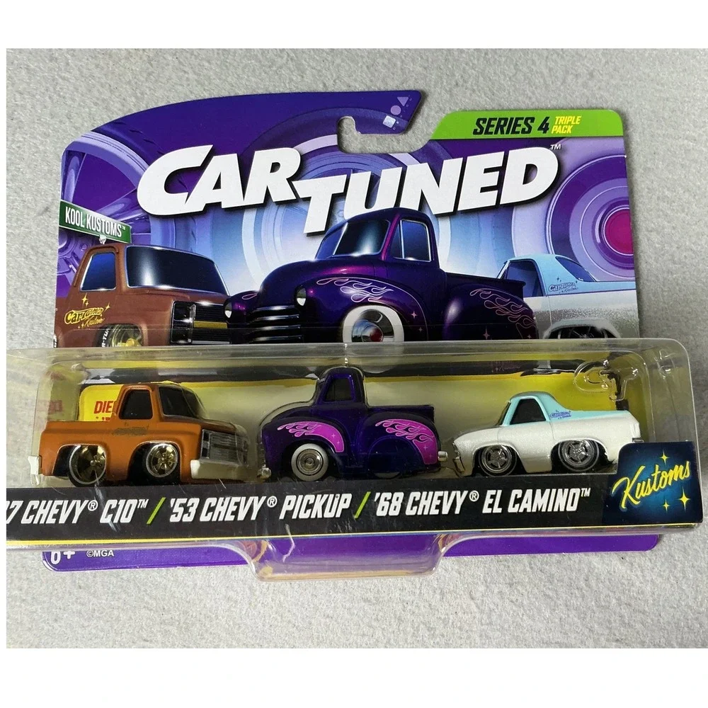 Car Tuned Series 4 Chevy Kustoms Diecast 3 Pack C10 Pickup El Camino New